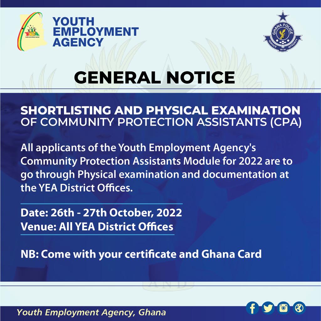 General Notice, Physical Examination (CPAs) 